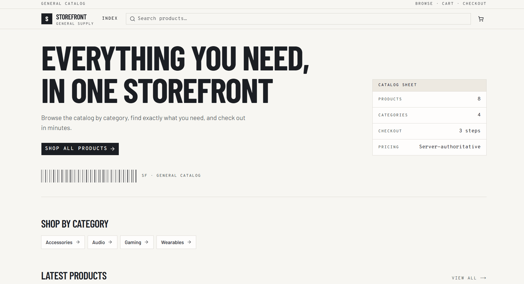 Ecommerce Storefront & Admin Console screenshot